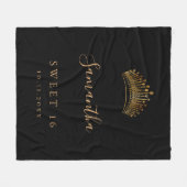 Couverture Polaire Sweet 16 noir tiara nom de couronne (Devant (Horizontal))