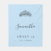 Couverture Polaire Sweet 16 nom de couronne bleu clair tiara (Devant)