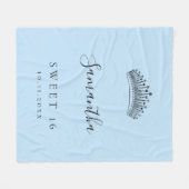 Couverture Polaire Sweet 16 nom de couronne bleu clair tiara (Devant (Horizontal))
