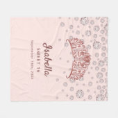 Couverture Polaire Sweet 16 rose or tiara couronne rose monogramme (Devant (Horizontal))