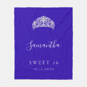 Couverture Polaire Sweet 16 royal bleu tiara nom de couronne (Devant)