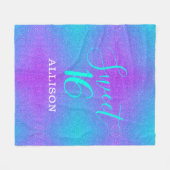 Couverture Polaire Sweet 16 Turquoises Parties scintillant violettes  (Devant (Horizontal))