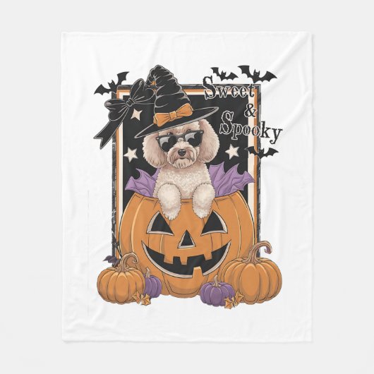 Couverture Polaire Sweet and Spooky Poodle and Pumpkin (Devant)