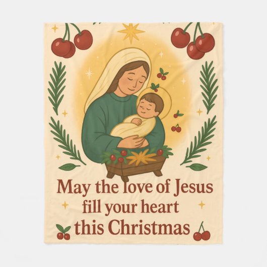 Couverture Polaire Sweet Cherry Christmas – Divine Love Collection (Devant)