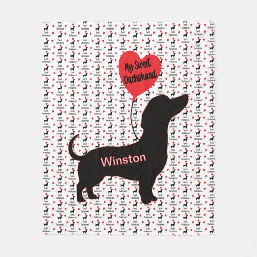 Couverture Polaire Sweet Dachshund : Balloon cardiaque (Devant)