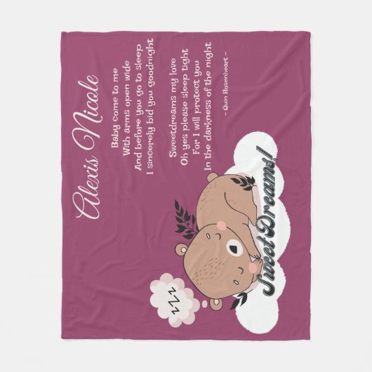 Couverture Polaire Sweet Dreams Baby Bear (Devant)