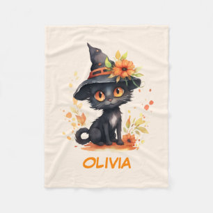 Couverture Polaire Sweet Halloween Chat Nom personnalisé