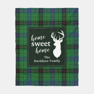 Couverture Polaire Sweet Home Tartan Clan Davidson Plaid personnalisé