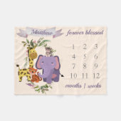 Couverture Polaire Sweet Jungle Safari Animaux Baby Boy Milestone (Devant (Horizontal))