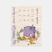 Couverture Polaire Sweet Jungle Safari Animaux Baby Boy Milestone (Devant)