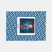 Couverture Polaire Sweet Night Angel & étoiles sur bleu personnalisé (Devant (Horizontal))