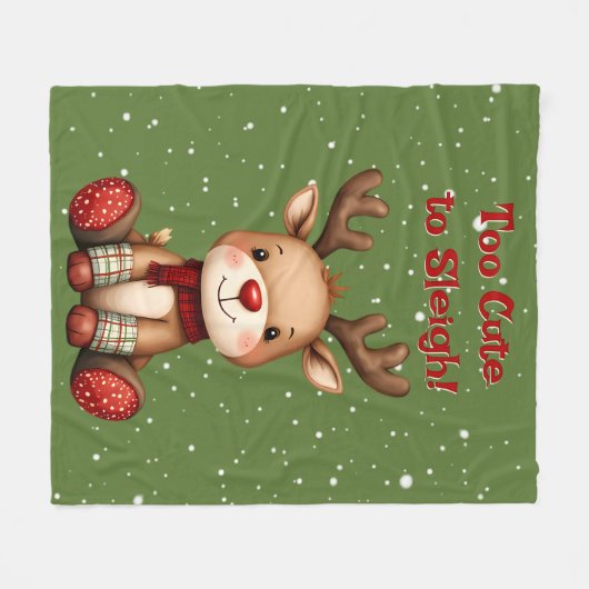 Couverture Polaire Sweet Reindeer Pair in Holiday Snowfall (Devant (Horizontal))