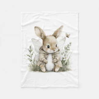 Couverture Polaire Sweet watercolour fairy bunny illustration