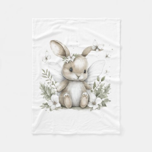 Couverture Polaire Sweet watercolour fairy bunny illustration (Devant)