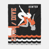 Couverture Polaire Swim Dive Team - Orange et Noir (Devant)