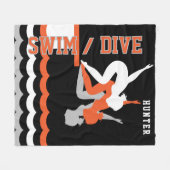 Couverture Polaire Swim Dive Team - Orange et Noir (Devant (Horizontal))