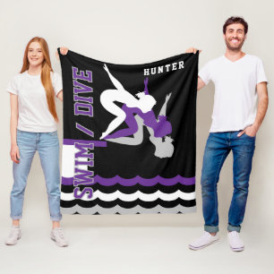 Couverture Polaire Swim Dive Team - Violet et Noir