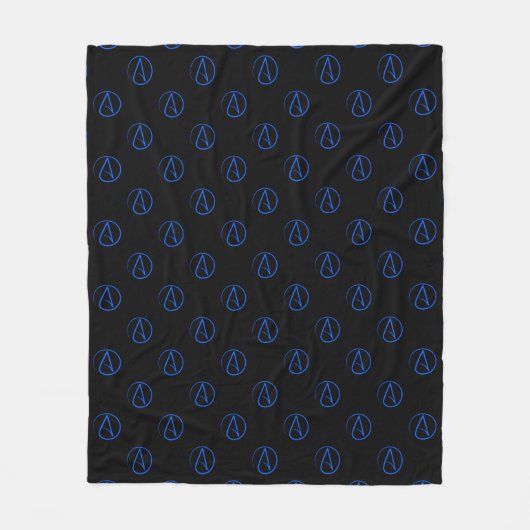 Couverture Polaire Symbole athée : bleu sur noir (Devant)