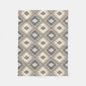 Couverture Polaire Symbole aztèque Motif stylisé bleu crème sable (Devant)