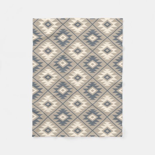 Couverture Polaire Symbole aztèque Motif stylisé bleu crème sable (Devant)