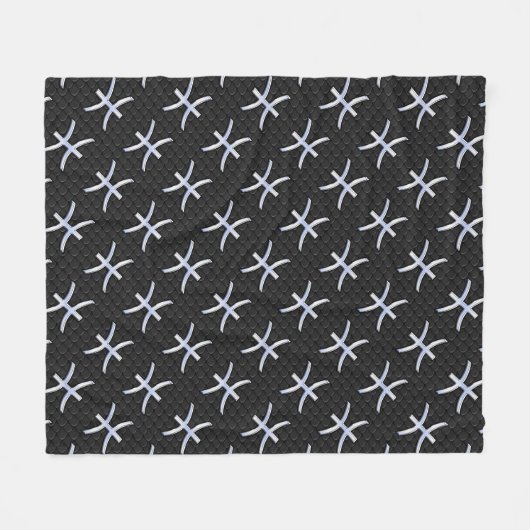 Couverture Polaire Symbole d'argent Zodiac Pisces Style de peau de se (Devant (Horizontal))