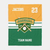 Couverture Polaire Symbole de baseball en vert, or et blanc (Devant)