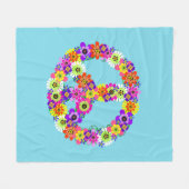 Couverture Polaire SYMBOLE DE LA PAIX Floral en Bleu clair (Devant (Horizontal))