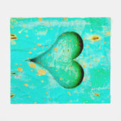 Couverture Polaire Symbole en bois de coeur de peinture bleue patinée (Devant (Horizontal))