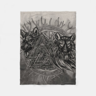 Couverture Polaire Symbole et loups de Valknut