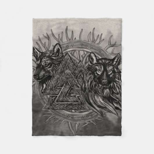 Couverture Polaire Symbole et loups de Valknut (Devant)