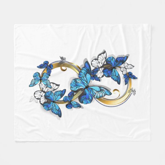 Couverture Polaire Symbole infini de papillons Morpho bleus (Devant (Horizontal))