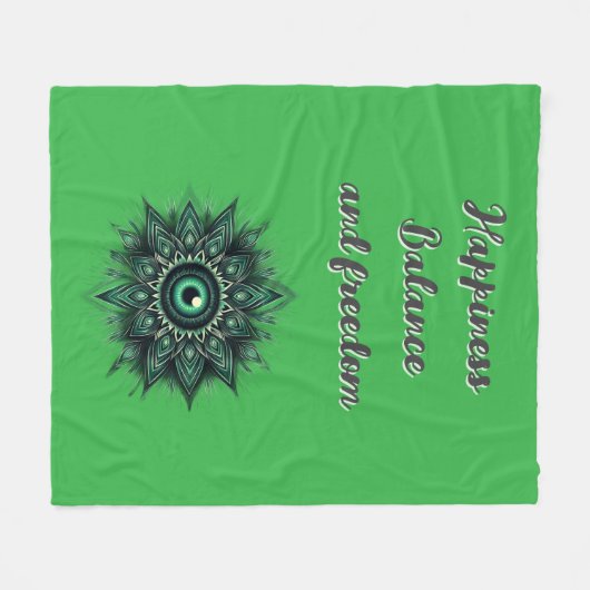 Couverture Polaire Symbole oculaire vert foncé du Monogramme | (Devant (Horizontal))