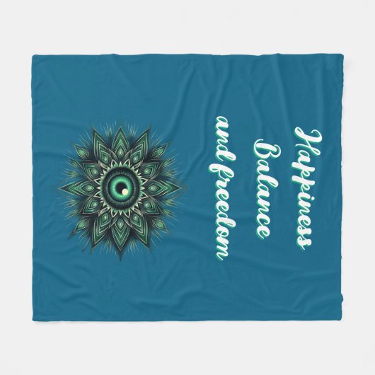 Couverture Polaire Symbole oculaire vert foncé du Monogramme sur bleu (Devant (Horizontal))