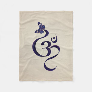 Couverture Polaire Symbole OM et Papillon - aquarelle