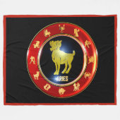 Couverture Polaire SYMBOLE Zodiaque Aries Astrologie Fleece Blanche (Devant (Horizontal))