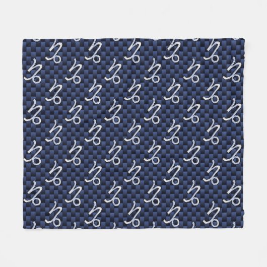 Couverture Polaire SYMBOLE Zodiaque Capricorne bleu marine en fibre d (Devant (Horizontal))