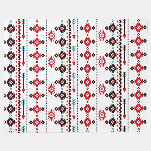 Couverture Polaire Symboles amérindiens Blanche-Toison (Devant (Horizontal))