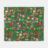 Couverture Polaire Symboles colorés Éléments de Noël Vert hiver (Devant (Horizontal))