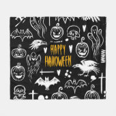 Couverture Polaire Symboles d'Halloween dessinés à la main, collectio (Devant (Horizontal))