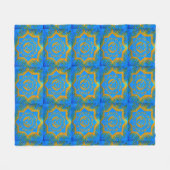 Couverture Polaire symboles tantric d'or sur le bleu (Devant (Horizontal))