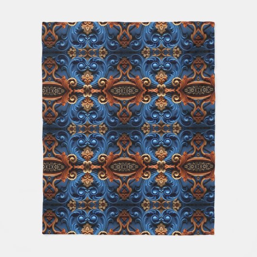 Couverture Polaire Symétrie florale baroque ornée (Devant)