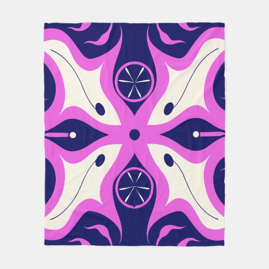 Couverture Polaire Symmetrical Abstract Pattern in Purple and White (Devant)