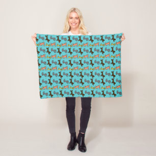 Couverture Polaire Sympa Chiens Design Moderne Bleu