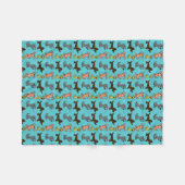 Couverture Polaire Sympa Chiens Design Moderne Bleu (Devant (Horizontal))