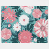 Couverture Polaire Symphonie florale rose et blanc (Devant (Horizontal))