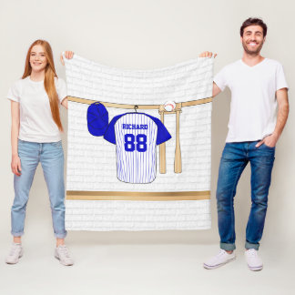 Couverture Polaire T-ball personnalisé de baseball bleu et blanc