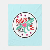 Couverture Polaire T-Rex dans un Top Hat Rawr signifie que je t'aime  (Devant)