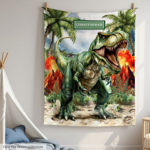 Couverture Polaire T-Rex personnalisées Blanche Anniversaire Cadeau G