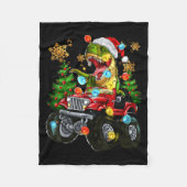 Couverture Polaire T-rex Santa In Monster Truck With Christmas Trees  (Devant)