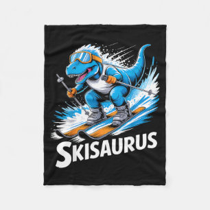 Couverture Polaire T-rex ski sport d'hiver skieur dino drôle de ski